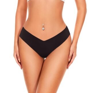 Hellopopgo Seamless Thongs For Women V-waisted No Show Thong Seamless Panties Breathable Comfortable Underwear Womens 6-Pack