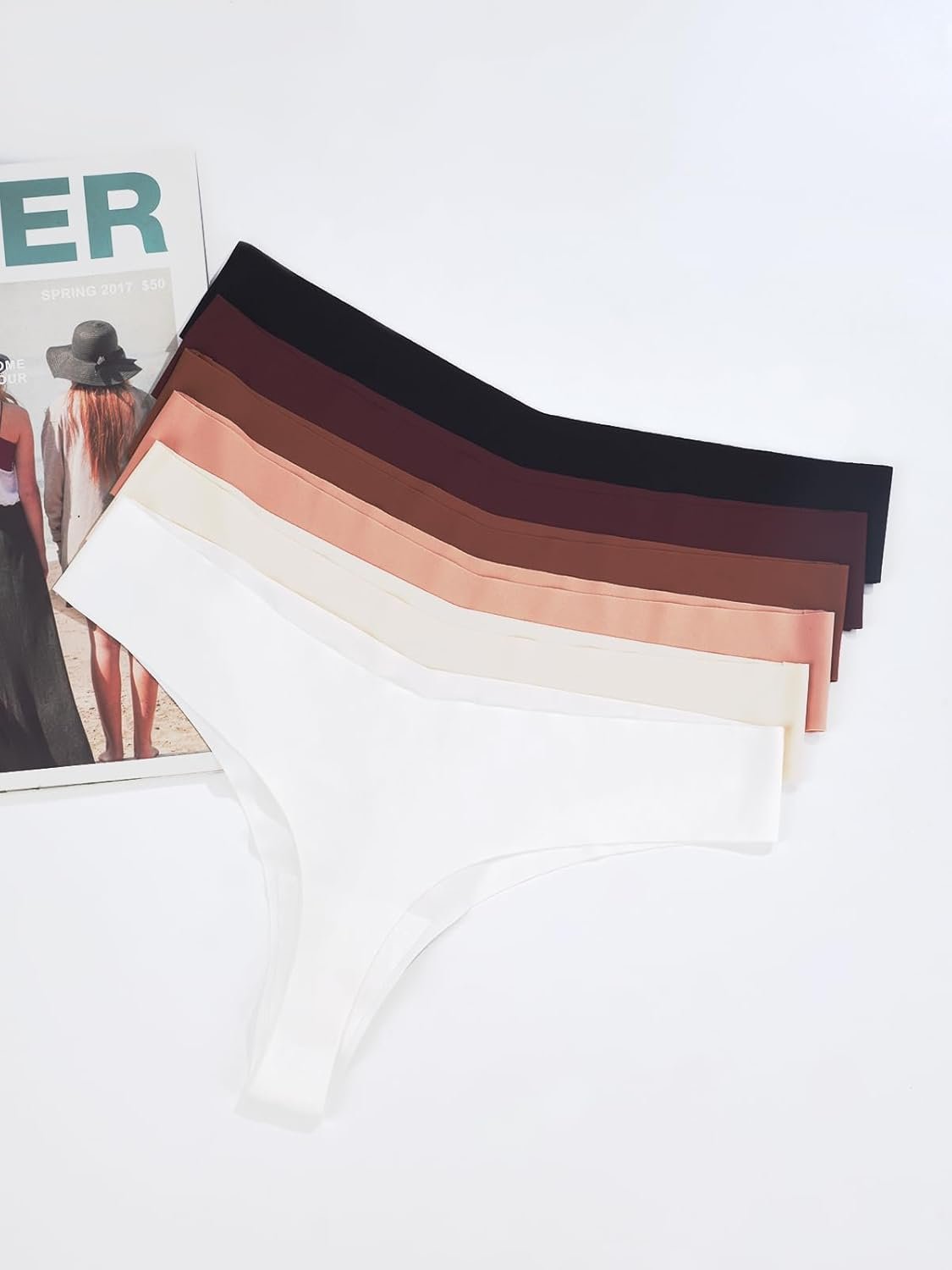 Hellopopgo Seamless Thongs For Women V-waisted No Show Thong Seamless Panties Breathable Comfortable Underwear Womens 6-Pack - lunas-mystic-emporium.com Hellopopgo Seamless Thongs For Women V-waisted No Show Thong Seamless Panties Breathable Comfortable Underwear Womens 6-Pack