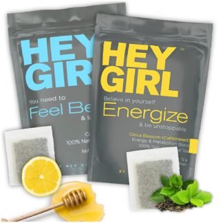 Hey Girl Energy + Immune Tea Bundle - Energize and Vitality Booster Tea plus Feel Better Herbal Tea - Immune Support, Immune Booster w/Echinacea, Elderberry, Vitamin C, Ginseng,...