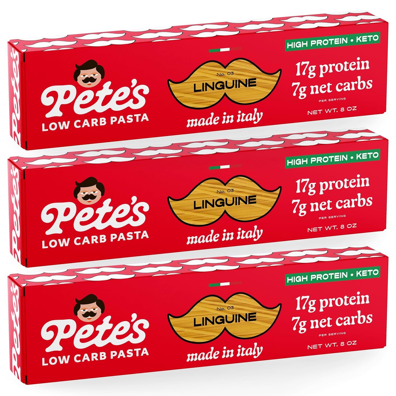 High Protein Low Carb Pasta | Linguine with 17g Protein 7g Carbs | Healthy Keto Pasta Made in Italy | 3-Pack 8oz - Petes Pasta - lunas-mystic-emporium.com High Protein, Low Carb Pasta | Linguine with 17g Protein, 7g Carbs | Healthy, Keto Pasta Made in Italy | 3-Pack, 8oz - Pete’s Pasta