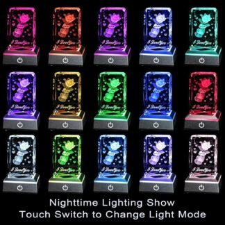 hochance 3D Sweetheart Crystal Nightlight,Perfect Valentines Gift Ideas for Her My Girlfriend Wife Mom - Unique Anniversary Birthday Presents - I Love You Decolamp