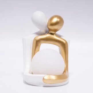 Hodao Abstract Couple Statue Lamp, Resin Figurine with Built-in Light, Romantic Home Decorations for Bedroom Living Room, Unique Gift for Wedding Anniversary &Valentine's Day...