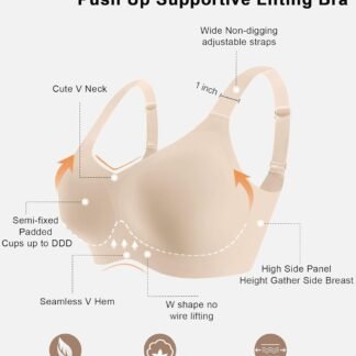 HORISUN Seamless Bras Full Coverage Wireless Push Up Bra for Women No Underwire Comfort V Neck Bralettes with Support - lunas-mystic-emporium.com HORISUN Seamless Bras Full Coverage Wireless Push Up Bra for Women No Underwire Comfort V Neck Bralettes with Support