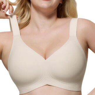 HORISUN Seamless Bras Full Coverage Wireless Push Up Bra for Women No Underwire Comfort V Neck Bralettes with Support