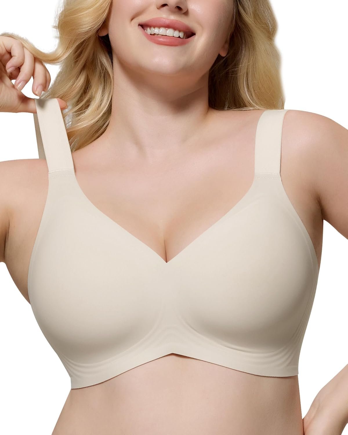 HORISUN Seamless Bras Full Coverage Wireless Push Up Bra for Women No Underwire Comfort V Neck Bralettes with Support - lunas-mystic-emporium.com HORISUN Seamless Bras Full Coverage Wireless Push Up Bra for Women No Underwire Comfort V Neck Bralettes with Support
