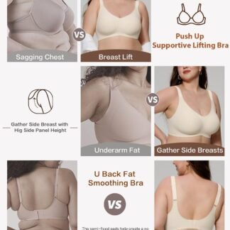 HORISUN Seamless Bras Full Coverage Wireless Push Up Bra for Women No Underwire Comfort V Neck Bralettes with Support - lunas-mystic-emporium.com HORISUN Seamless Bras Full Coverage Wireless Push Up Bra for Women No Underwire Comfort V Neck Bralettes with Support