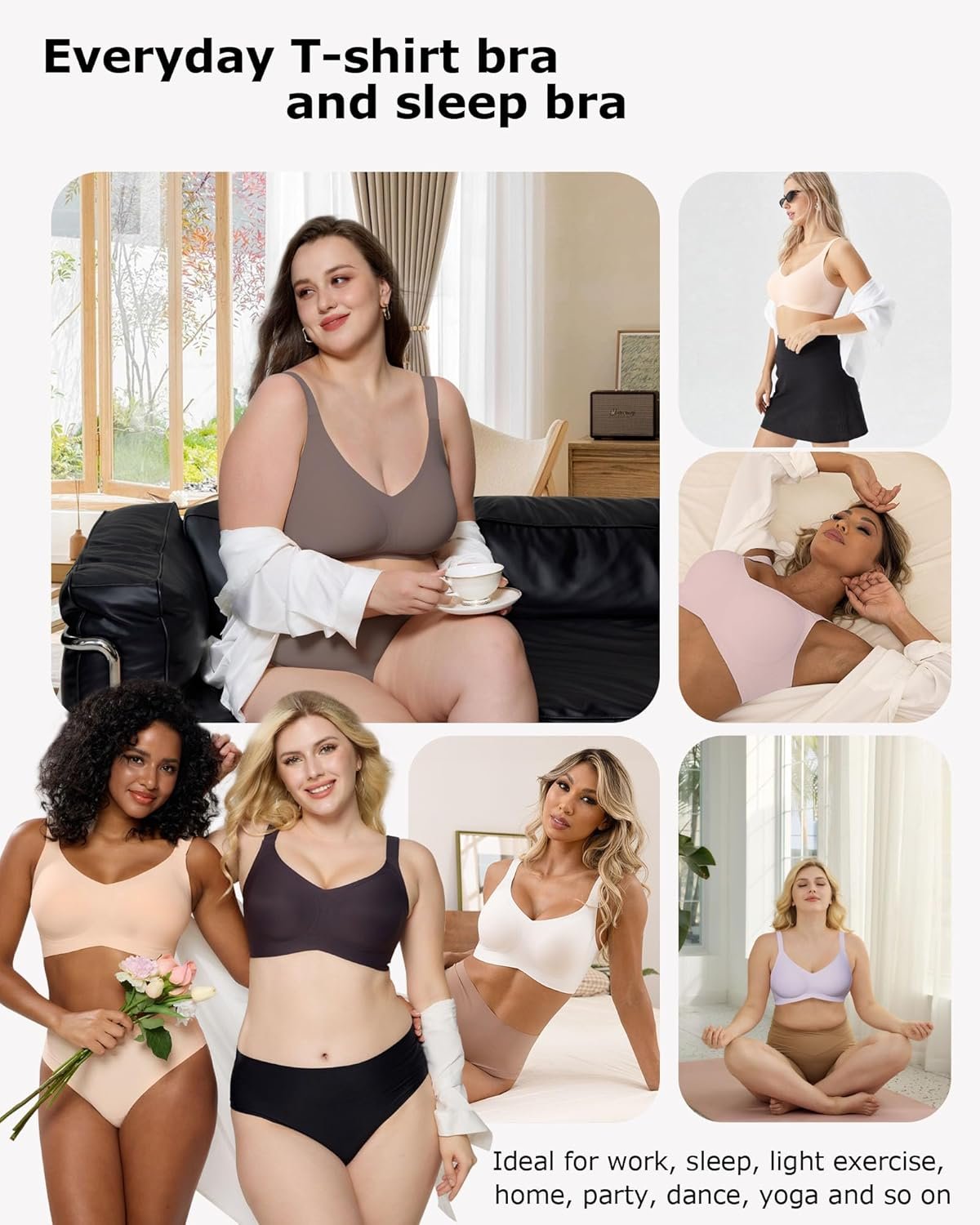 HORISUN Seamless Bras Full Coverage Wireless Push Up Bra for Women No Underwire Comfort V Neck Bralettes with Support - lunas-mystic-emporium.com HORISUN Seamless Bras Full Coverage Wireless Push Up Bra for Women No Underwire Comfort V Neck Bralettes with Support