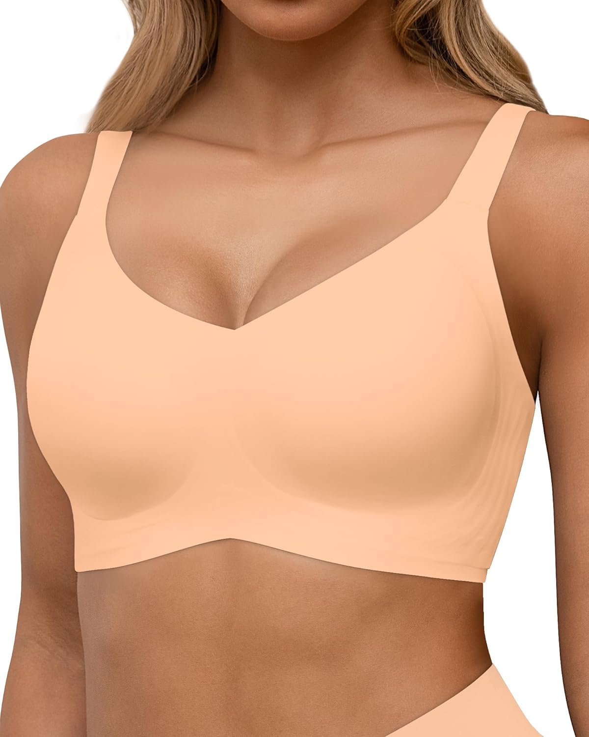 HORISUN Seamless Bras Full Coverage Wireless Push Up Bra for Women No Underwire Comfort V Neck Bralettes with Support - lunas-mystic-emporium.com HORISUN Seamless Bras Full Coverage Wireless Push Up Bra for Women No Underwire Comfort V Neck Bralettes with Support