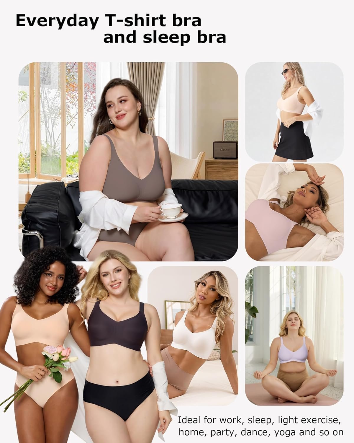 HORISUN Seamless Bras Full Coverage Wireless Push Up Bra for Women No Underwire Comfort V Neck Bralettes with Support - lunas-mystic-emporium.com HORISUN Seamless Bras Full Coverage Wireless Push Up Bra for Women No Underwire Comfort V Neck Bralettes with Support