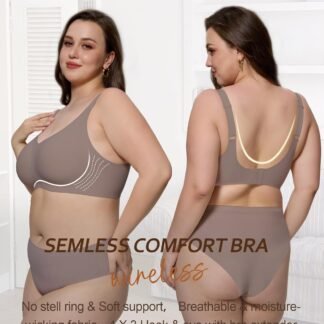 HORISUN Seamless Bras Full Coverage Wireless Push Up Bra for Women No Underwire Comfort V Neck Bralettes with Support