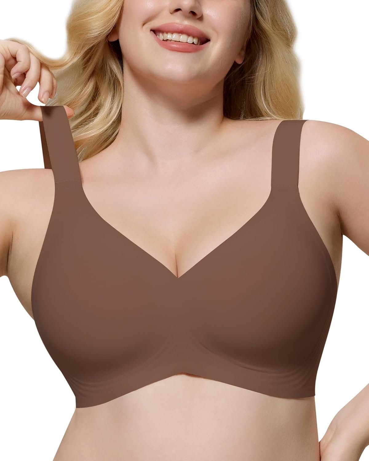 HORISUN Seamless Bras Full Coverage Wireless Push Up Bra for Women No Underwire Comfort V Neck Bralettes with Support - lunas-mystic-emporium.com HORISUN Seamless Bras Full Coverage Wireless Push Up Bra for Women No Underwire Comfort V Neck Bralettes with Support