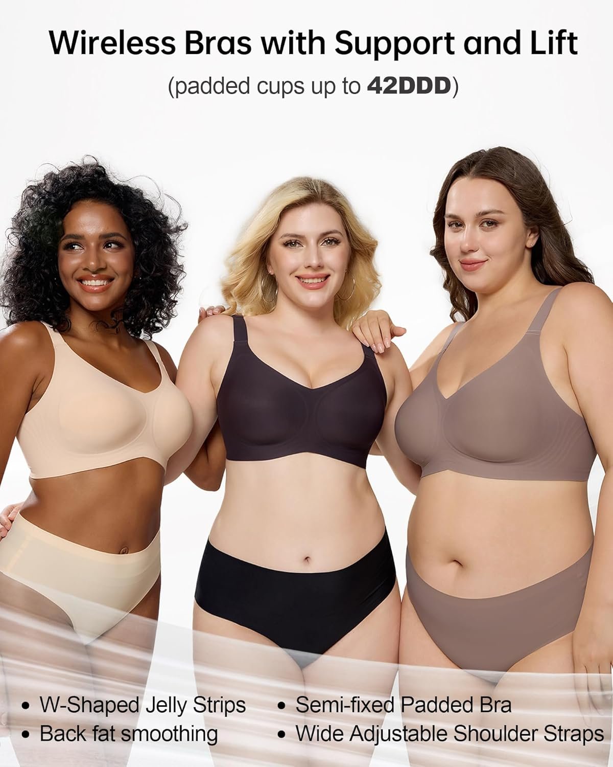 HORISUN Seamless Bras Full Coverage Wireless Push Up Bra for Women No Underwire Comfort V Neck Bralettes with Support - lunas-mystic-emporium.com HORISUN Seamless Bras Full Coverage Wireless Push Up Bra for Women No Underwire Comfort V Neck Bralettes with Support