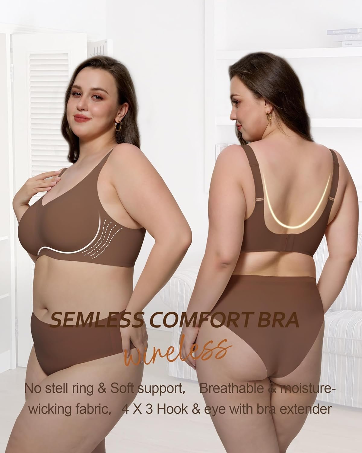 HORISUN Seamless Bras Full Coverage Wireless Push Up Bra for Women No Underwire Comfort V Neck Bralettes with Support - lunas-mystic-emporium.com HORISUN Seamless Bras Full Coverage Wireless Push Up Bra for Women No Underwire Comfort V Neck Bralettes with Support