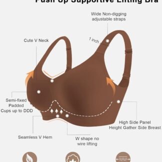 HORISUN Seamless Bras Full Coverage Wireless Push Up Bra for Women No Underwire Comfort V Neck Bralettes with Support - lunas-mystic-emporium.com HORISUN Seamless Bras Full Coverage Wireless Push Up Bra for Women No Underwire Comfort V Neck Bralettes with Support