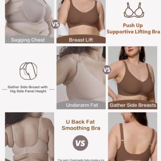 HORISUN Seamless Bras Full Coverage Wireless Push Up Bra for Women No Underwire Comfort V Neck Bralettes with Support - lunas-mystic-emporium.com HORISUN Seamless Bras Full Coverage Wireless Push Up Bra for Women No Underwire Comfort V Neck Bralettes with Support