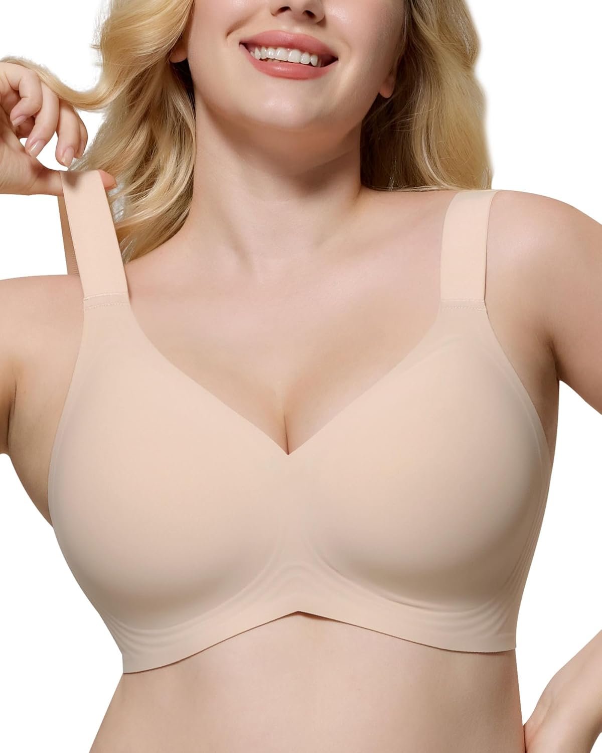 HORISUN Seamless Bras Full Coverage Wireless Push Up Bra for Women No Underwire Comfort V Neck Bralettes with Support - lunas-mystic-emporium.com HORISUN Seamless Bras Full Coverage Wireless Push Up Bra for Women No Underwire Comfort V Neck Bralettes with Support