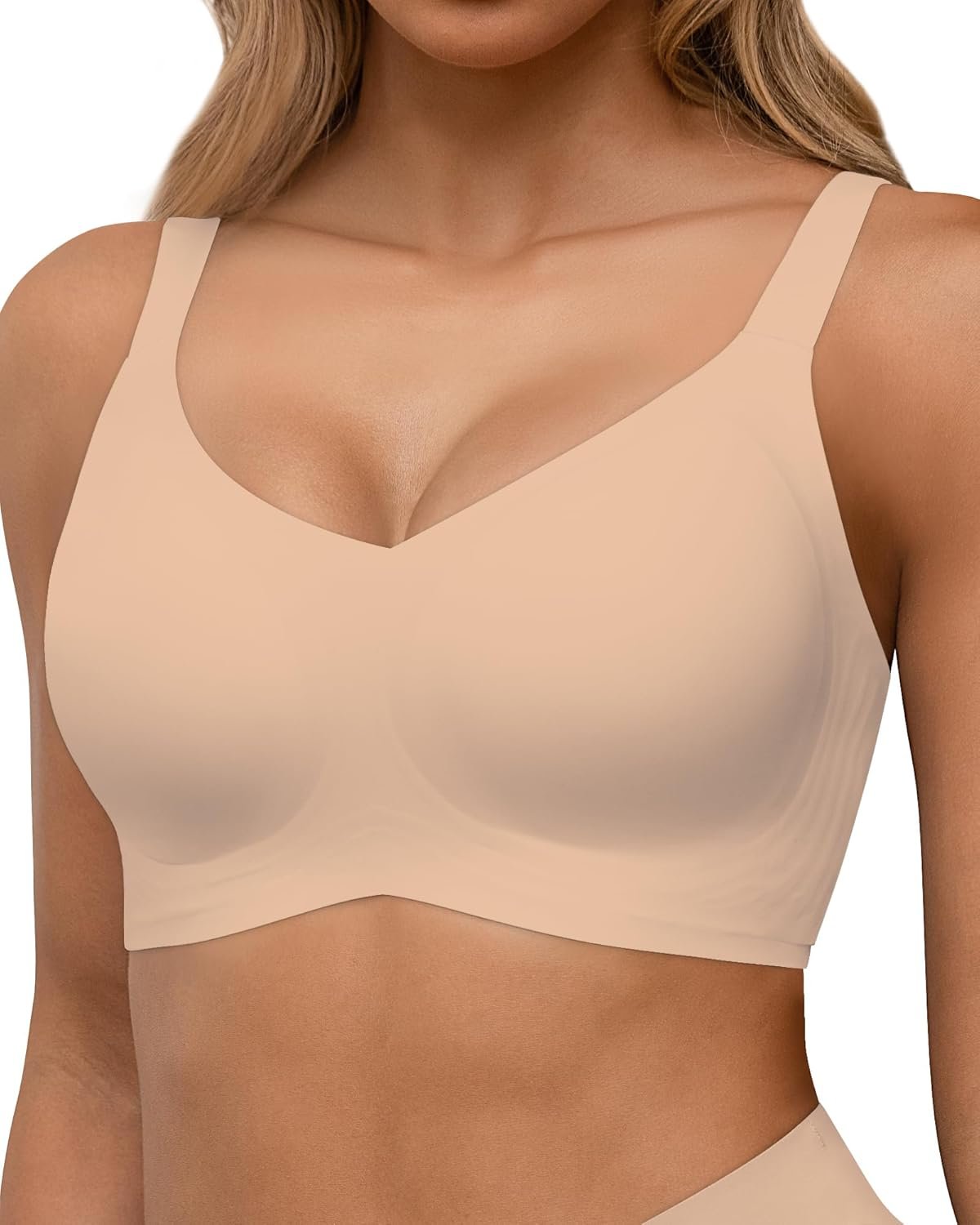 HORISUN Seamless Bras Full Coverage Wireless Push Up Bra for Women No Underwire Comfort V Neck Bralettes with Support - lunas-mystic-emporium.com HORISUN Seamless Bras Full Coverage Wireless Push Up Bra for Women No Underwire Comfort V Neck Bralettes with Support