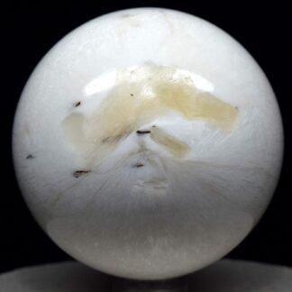 HQRP 2.2" White Scolecite Sphere Sparkling Natural Mineral Zeolite Crystal Polished Gemstone Ball - India + Stand