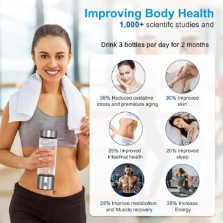 Hydrogen Water Bottle with SPE PEM Technology, 3Min 6000PPB，460ml Portable Hydro Water Machine, Health Care Gifts for Husband, Wife, Family, Friends, Travel（Included Brush）