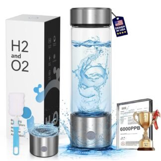 Hydrogen Water Bottle with SPE PEM Technology, 3Min 6000PPB，460ml Portable Hydro Water Machine, Health Care Gifts for Husband, Wife, Family, Friends, Travel（Included Brush）