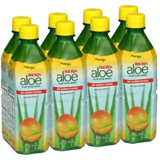Iberia Aloe Vera Drink with Pulp, No Sugar, Mango, 16.9 Fl Oz (Pack of 8)