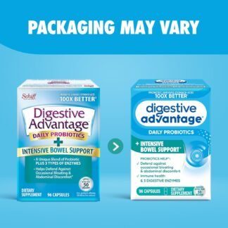 IBS Daily Probiotic Capsules for Digestive Health & Gut Health, Digestive Advantage Probiotics For Men and Women (96 count box) - Digestible Enzymes