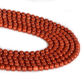 ICAI Beads（Red Jasper） Natural Stone Gemstone Round Loose Beads Crystal Energy Stone Healing Power for Jewelry Making DIY,1 Strand 35-37pcs（10mm）