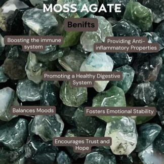 Indian Consigners Natural Crushed Polished Tumbled Gem Stone Chips, Decoration & Healing Crystals (Moss Agate)