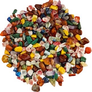 Indian Consigners Natural Crushed Polished Tumbled Gem Stone Chips, Decoration & Healing Crystals (Moss Agate)