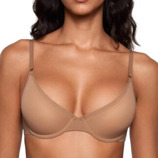 INLYRIC Women's Cosnufy Sheer Balconette Bra Demi Unlined Plunge Mesh See Through Sexy Bras Underwire