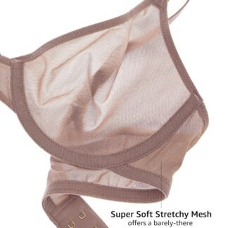 INLYRIC Women's Cosnufy Sheer Balconette Bra Demi Unlined Plunge Mesh See Through Sexy Bras Underwire