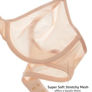 INLYRIC Women's Cosnufy Sheer Balconette Bra Demi Unlined Plunge Mesh See Through Sexy Bras Underwire