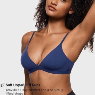 INLYRIC Women's Inbarely Triangle Bralette Plunge Unlined Seamless Bra No Underwire Sexy Comfortable Everyday