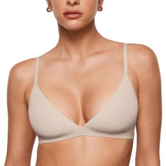 INLYRIC Women's Inbarely Triangle Bralette Plunge Unlined Seamless Bra No Underwire Sexy Comfortable Everyday