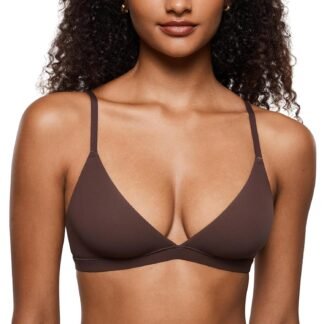 INLYRIC Women's Inbarely Triangle Bralette Plunge Unlined Seamless Bra No Underwire Sexy Comfortable Everyday