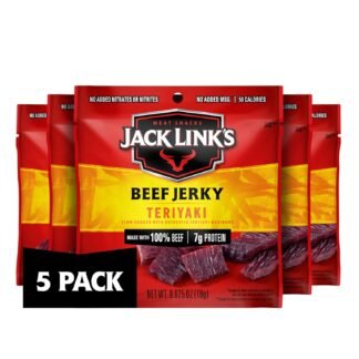 Jack Link's Beef Jerky, Teriyaki, Multipack Bags - Flavorful Meat Snacks for Lunches, Ready to Eat Protein Snacks, Individual Packs - 7g of Protein, Made with 100% Beef - 0.625...
