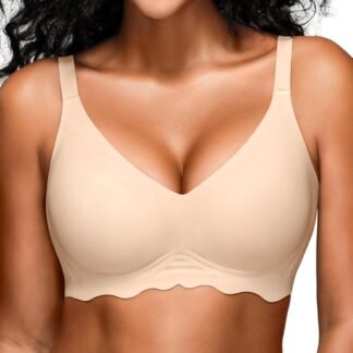 Jelly Bras for Women No Underwire- S-2XL Wireless Seamless Bralette with Support, Full Coverage Padded T-Shirt Bra