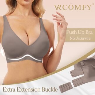 Jelly Wireless Bra Deep V Push Up Seamless T-Shirt Comfortable Plunge No Underwire Bras with Adjustable Straps Everyday Bras