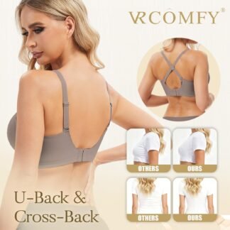 Jelly Wireless Bra Deep V Push Up Seamless T-Shirt Comfortable Plunge No Underwire Bras with Adjustable Straps Everyday Bras