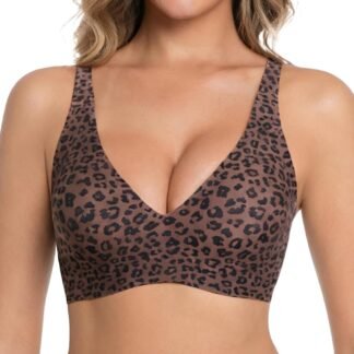 Jelly Wireless Bra Deep V Push Up Seamless T-Shirt Comfortable Plunge No Underwire Bras with Adjustable Straps Everyday Bras