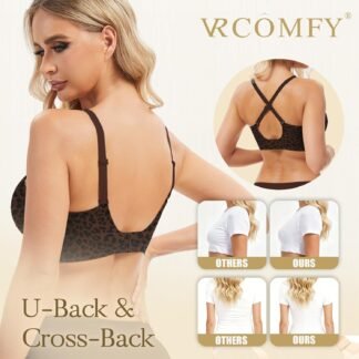 Jelly Wireless Bra Deep V Push Up Seamless T-Shirt Comfortable Plunge No Underwire Bras with Adjustable Straps Everyday Bras