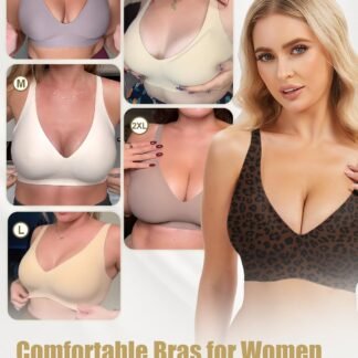 Jelly Wireless Bra Deep V Push Up Seamless T-Shirt Comfortable Plunge No Underwire Bras with Adjustable Straps Everyday Bras