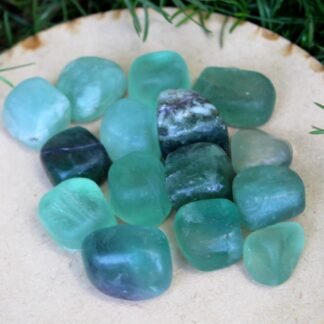 Jet Green Fluorite Tumbled Stone 100gm – Natural Healing Crystal for Focus, Clarity, Study Energy, Aura Cleansing & Positive Vibes – Polished Fluorite Pebbles for Home & Meditation