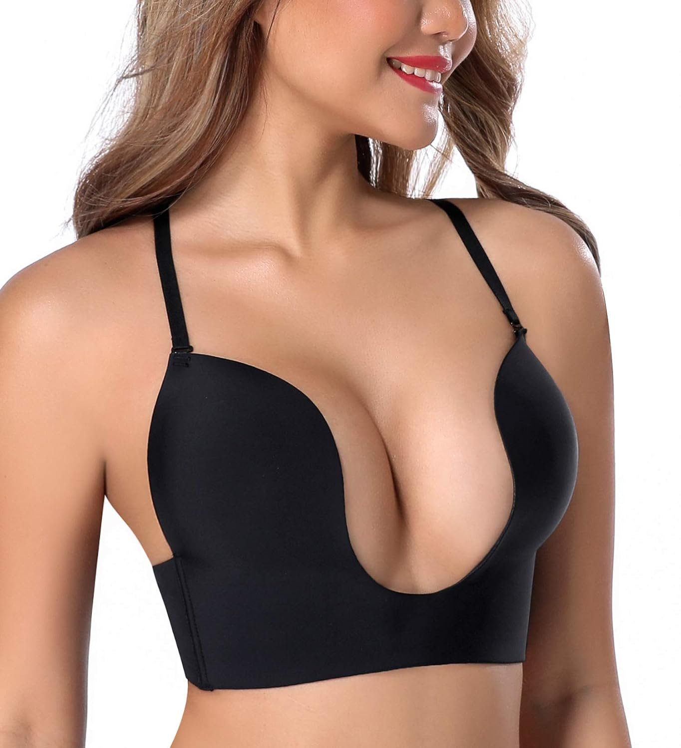 JOATEAY Deep Plunge Bra Convertible Push up Low Cut Seamless Women Wireless Bra Red Carpet - lunas-mystic-emporium.com JOATEAY Deep Plunge Bra Convertible Push up Low Cut Seamless Women Wireless Bra Red Carpet