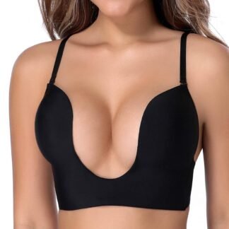 JOATEAY Deep Plunge Bra Convertible Push up Low Cut Seamless Women Wireless Bra Red Carpet