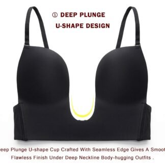 JOATEAY Deep Plunge Bra Convertible Push up Low Cut Seamless Women Wireless Bra Red Carpet - lunas-mystic-emporium.com JOATEAY Deep Plunge Bra Convertible Push up Low Cut Seamless Women Wireless Bra Red Carpet