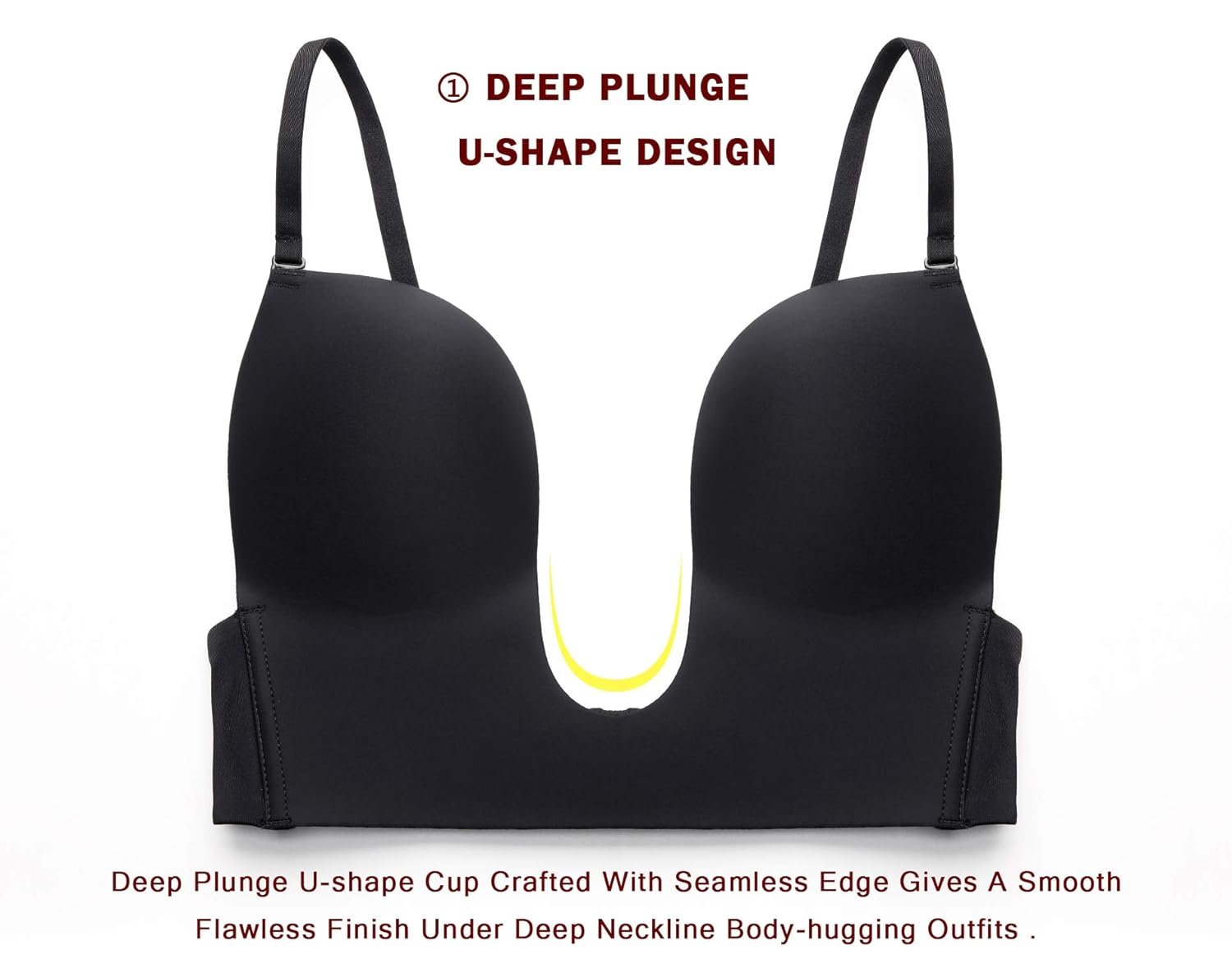 JOATEAY Deep Plunge Bra Convertible Push up Low Cut Seamless Women Wireless Bra Red Carpet - lunas-mystic-emporium.com JOATEAY Deep Plunge Bra Convertible Push up Low Cut Seamless Women Wireless Bra Red Carpet
