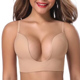 JOATEAY Deep Plunge Bra Convertible Push up Low Cut Seamless Women Wireless Bra Red Carpet - lunas-mystic-emporium.com JOATEAY Deep Plunge Bra Convertible Push up Low Cut Seamless Women Wireless Bra Red Carpet