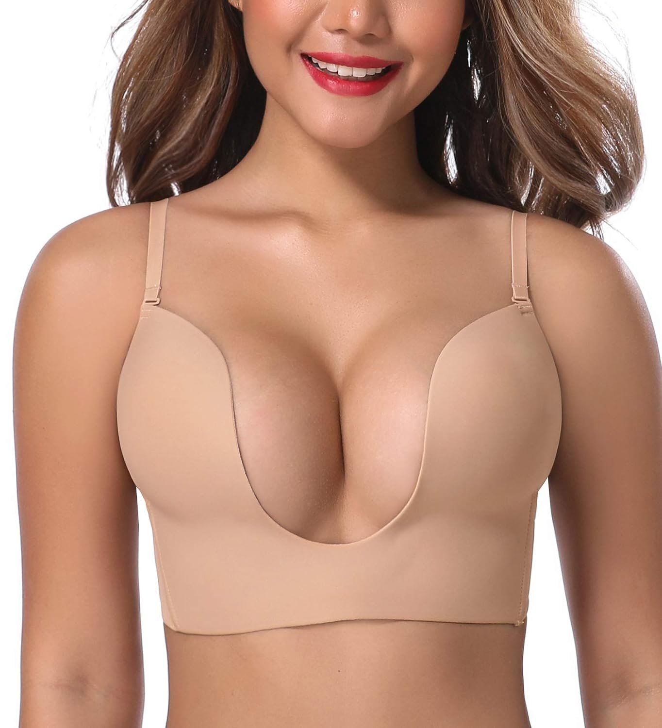 JOATEAY Deep Plunge Bra Convertible Push up Low Cut Seamless Women Wireless Bra Red Carpet - lunas-mystic-emporium.com JOATEAY Deep Plunge Bra Convertible Push up Low Cut Seamless Women Wireless Bra Red Carpet