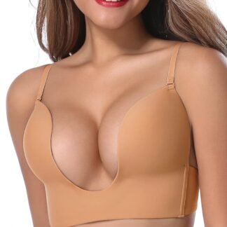 JOATEAY Deep Plunge Bra Convertible Push up Low Cut Seamless Women Wireless Bra Red Carpet - lunas-mystic-emporium.com JOATEAY Deep Plunge Bra Convertible Push up Low Cut Seamless Women Wireless Bra Red Carpet